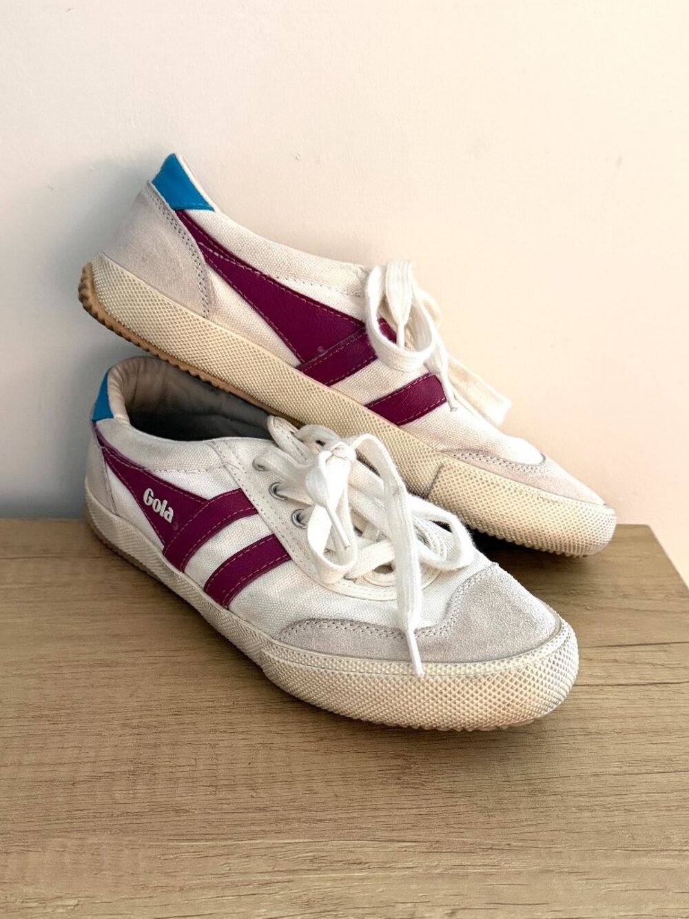 gola | white badminton sneaker purple blue retro 7